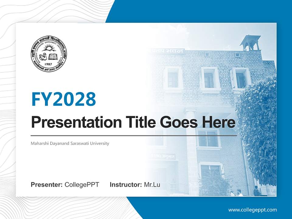 Maharshi Dayanand Saraswati University Academic Presentation/Research Findings Report PPT Template4:3 ratio PPT effect preview image5