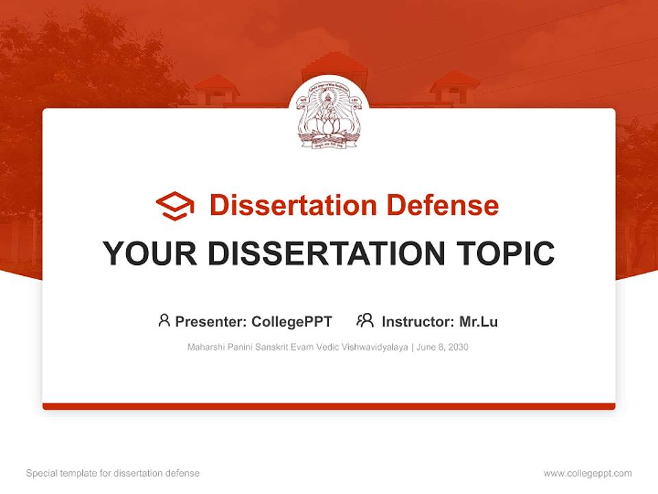 Maharshi Panini Sanskrit Evam Vedic Vishwavidyalaya Graduation Thesis Defense PPT Template4:3 ratio PPT effect preview image7