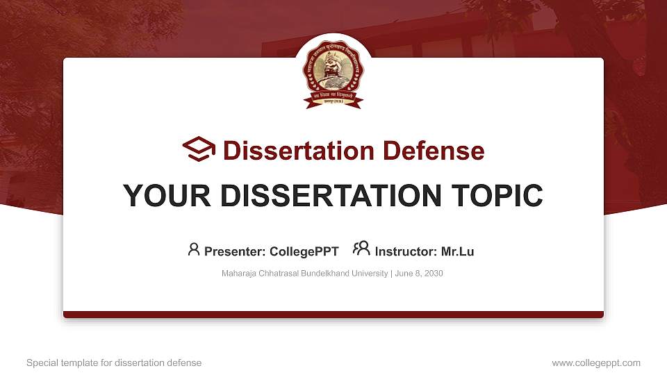 Maharaja Chhatrasal Bundelkhand University Graduation Thesis Defense PPT Template16:9 ratio PPT effect preview image