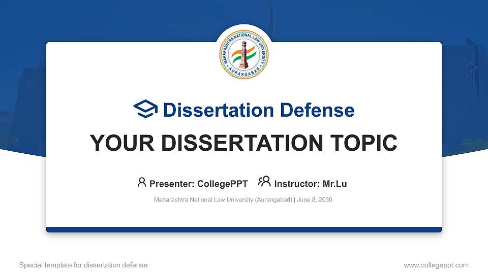 Maharashtra National Law University (Aurangabad) Graduation Thesis Defense PPT Template16:9 ratio PPT effect preview image