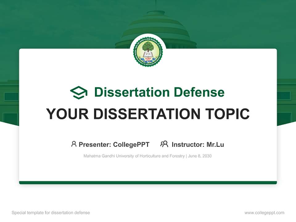 Mahatma Gandhi University of Horticulture and Forestry Graduation Thesis Defense PPT Template4:3 ratio PPT effect preview image7