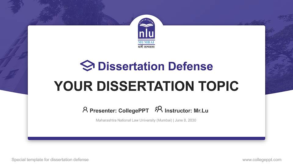 Maharashtra National Law University (Mumbai) Graduation Thesis Defense PPT Template16:9 ratio PPT effect preview image