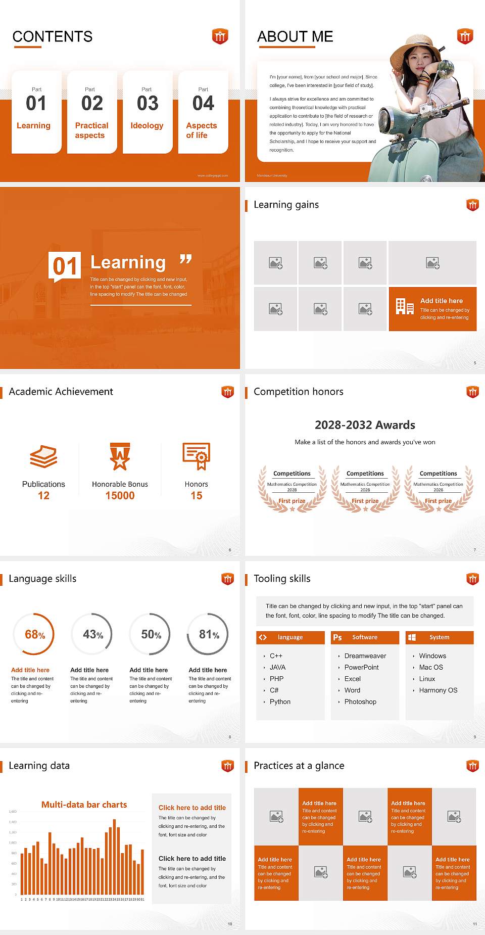 Mandsaur University National Scholarship Defense PPT Template4:3 ratio PPT effect preview image2