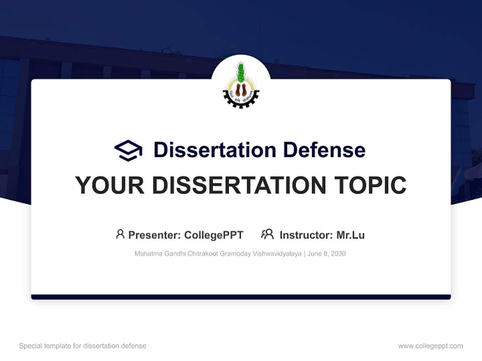 Mahatma Gandhi Chitrakoot Gramoday Vishwavidyalaya Graduation Thesis Defense PPT Template4:3 ratio PPT effect preview image7