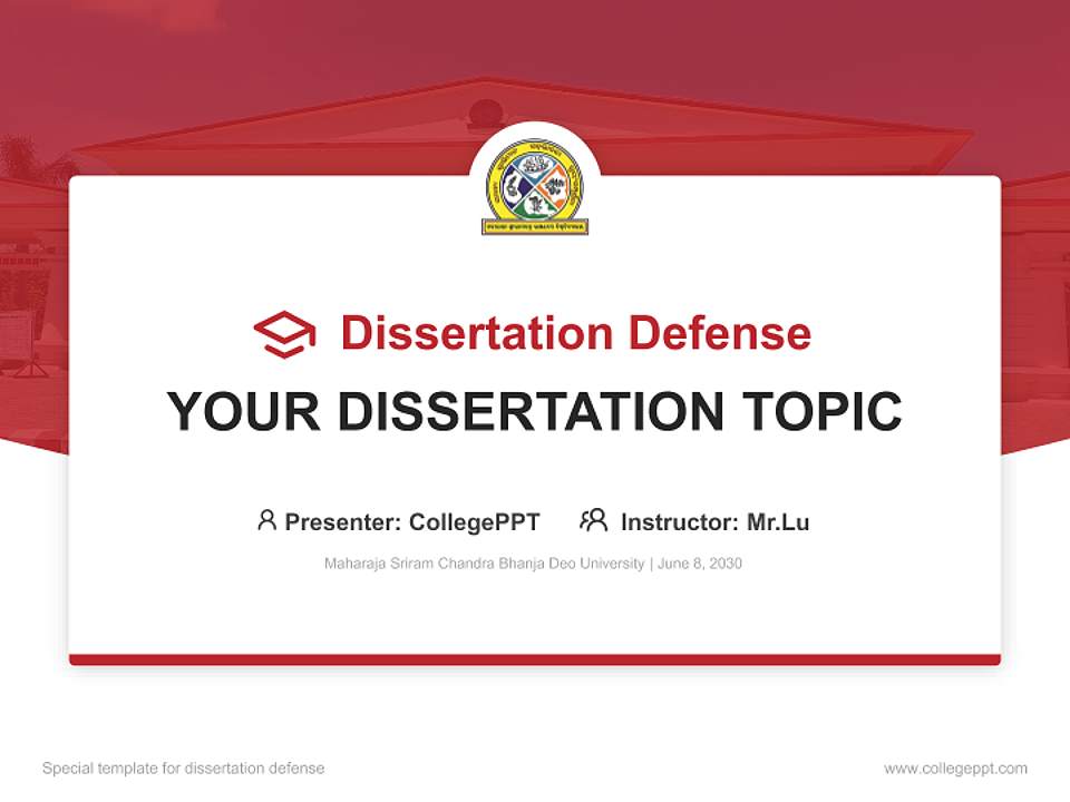 Maharaja Sriram Chandra Bhanja Deo University Graduation Thesis Defense PPT Template4:3 ratio PPT effect preview image7