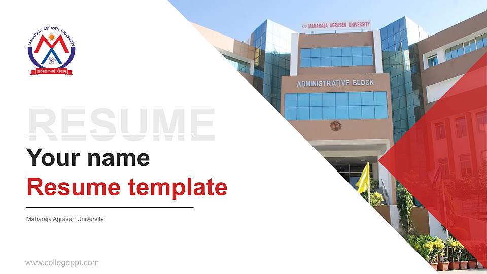 Maharaja Agrasen University Resume PPT Template16:9 ratio PPT effect preview image