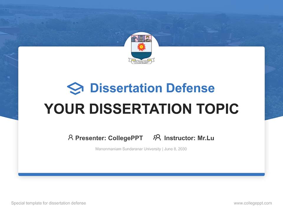 Manonmaniam Sundaranar University Graduation Thesis Defense PPT Template4:3 ratio PPT effect preview image7