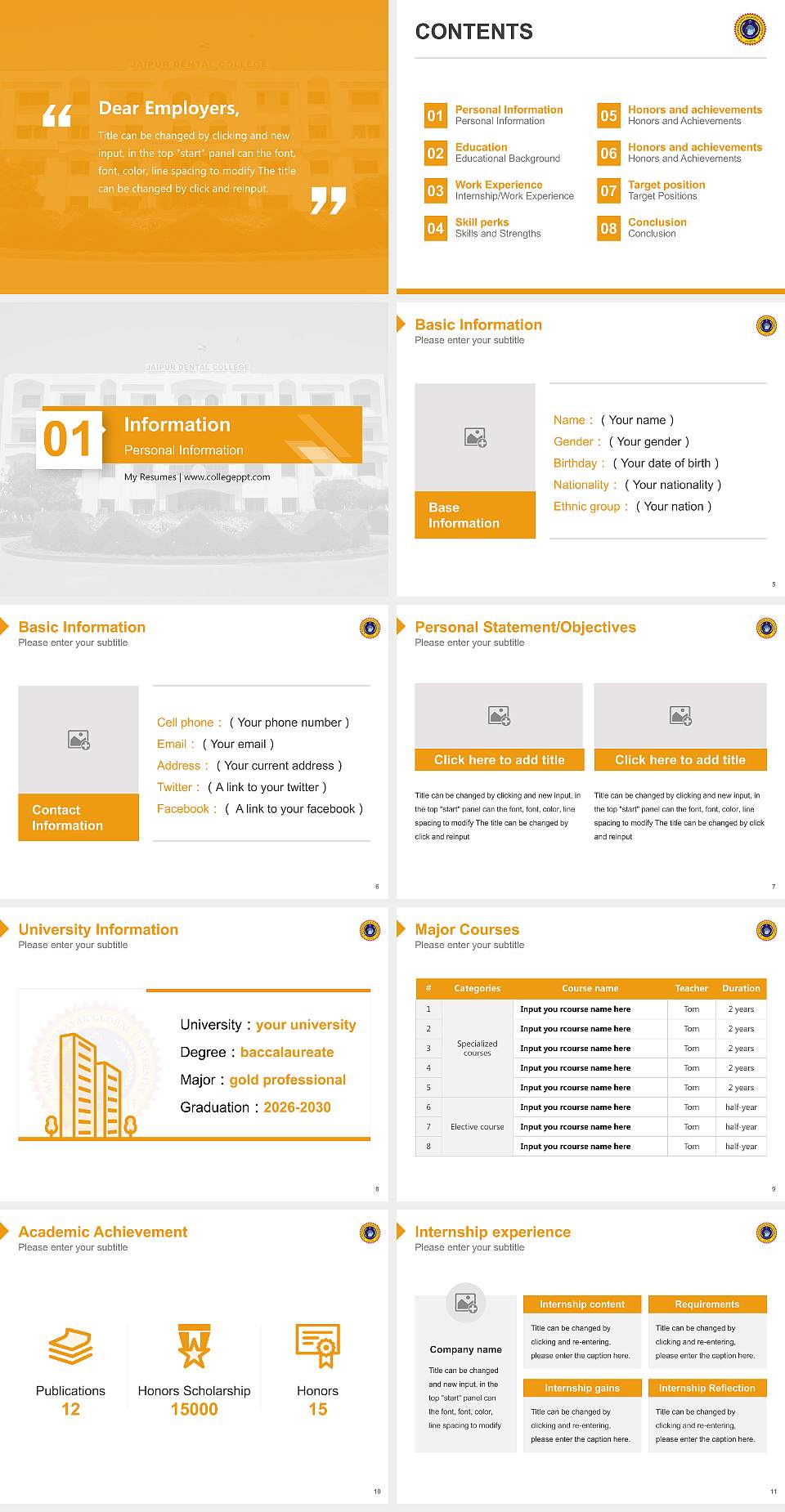 Maharaj Vinayak Global University Resume PPT Template4:3 ratio PPT effect preview image2