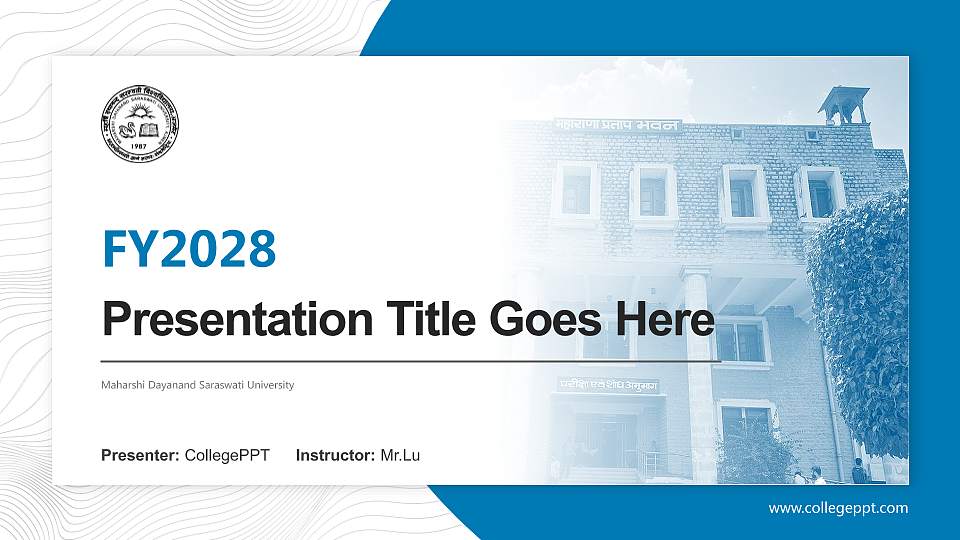 Maharshi Dayanand Saraswati University Academic Presentation/Research Findings Report PPT Template16:9 ratio PPT effect preview image