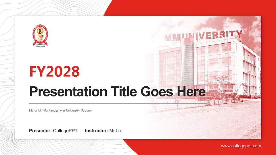 Maharishi Markandeshwar University, Sadopur Academic Presentation/Research Findings Report PPT Template16:9 ratio PPT effect preview image