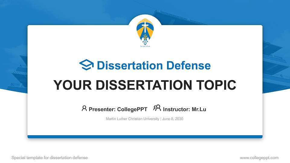 Martin Luther Christian University Graduation Thesis Defense PPT Template16:9 ratio PPT effect preview image