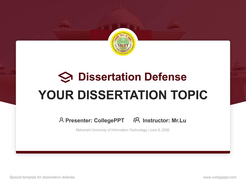 Maharishi University of Information Technology Graduation Thesis Defense PPT Template4:3 ratio PPT effect preview image7