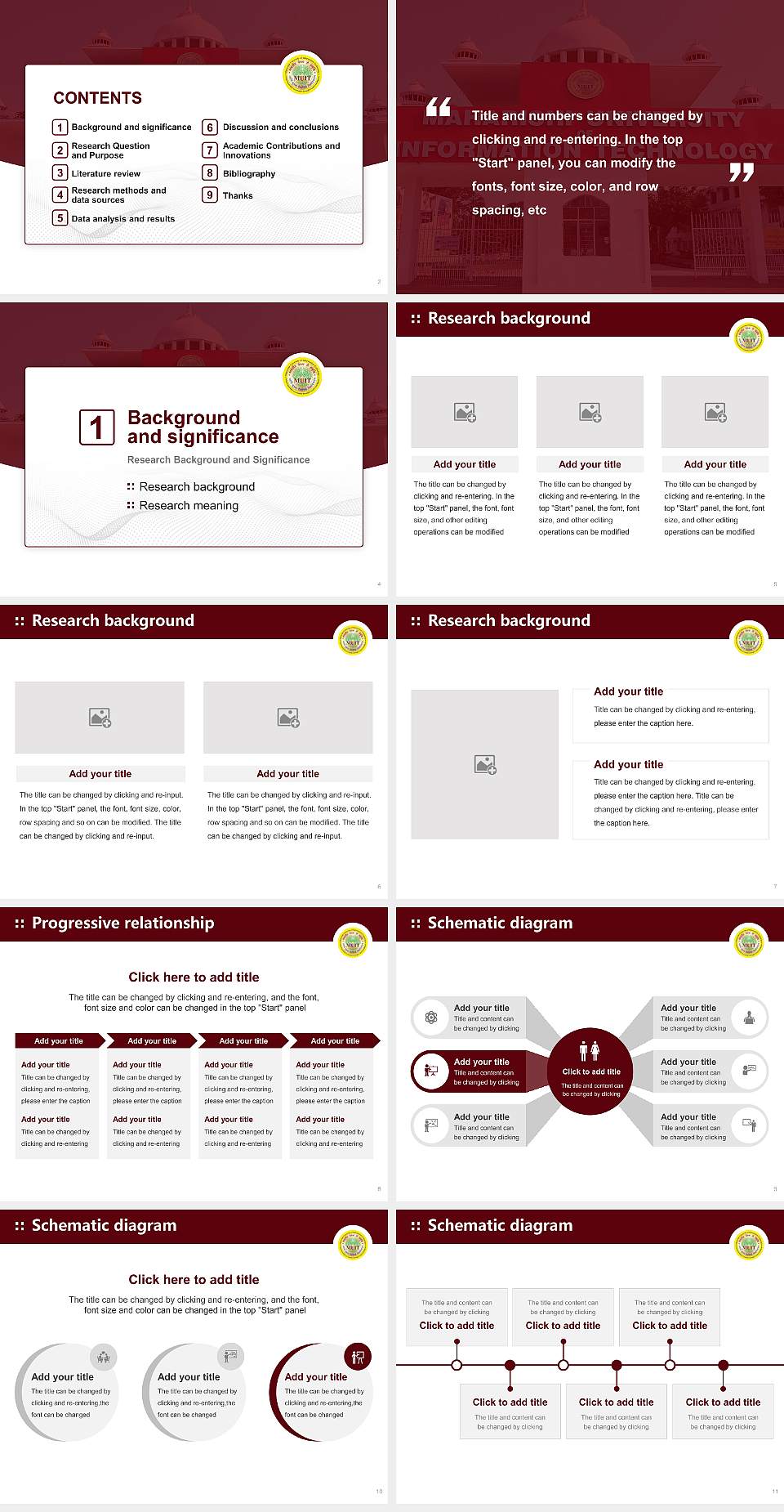 Maharishi University of Information Technology Graduation Thesis Defense PPT Template4:3 ratio PPT effect preview image2