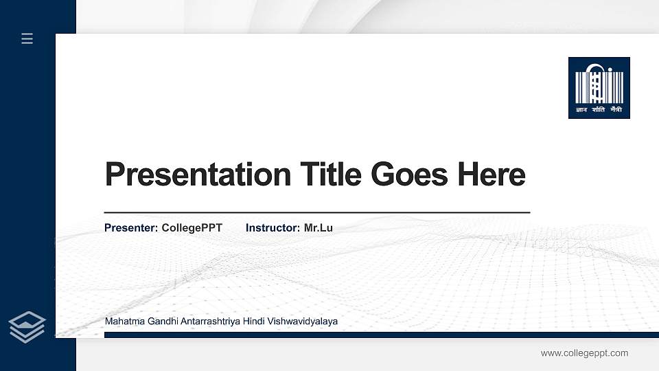 Mahatma Gandhi Antarrashtriya Hindi Vishwavidyalaya Thesis Proposal/Graduation Defense PPT Template16:9 ratio PPT effect preview image