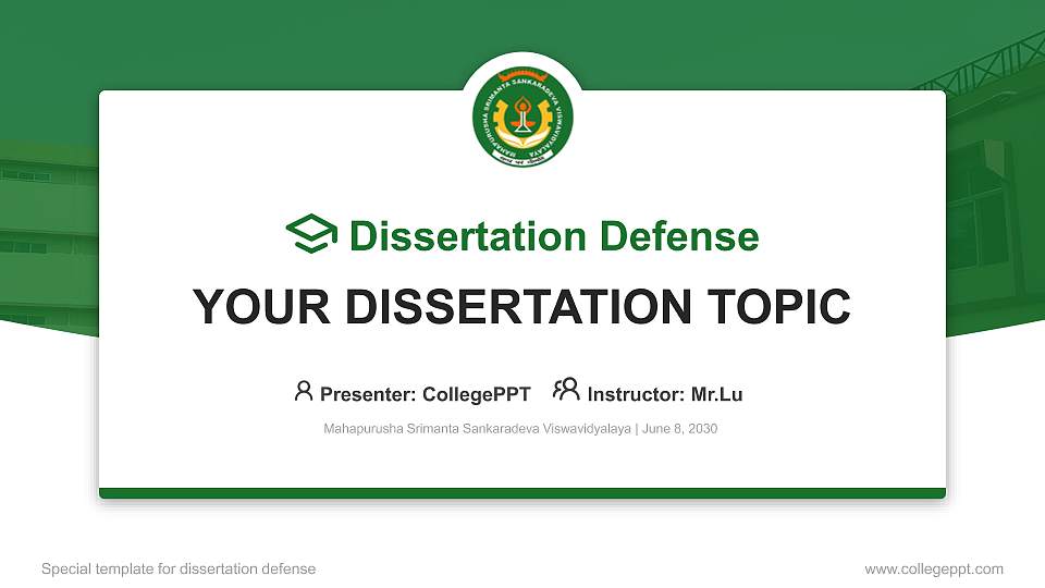 Mahapurusha Srimanta Sankaradeva Viswavidyalaya Graduation Thesis Defense PPT Template16:9 ratio PPT effect preview image