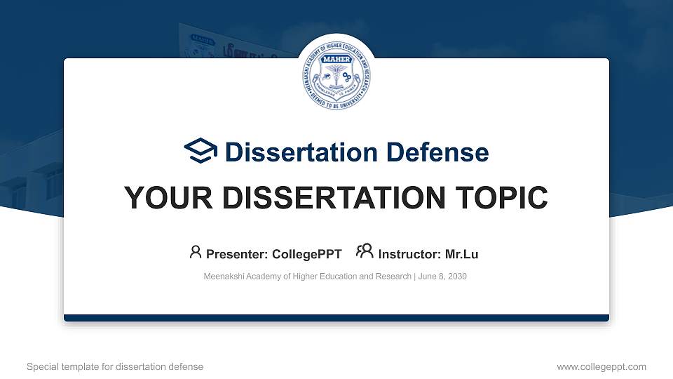 Meenakshi Academy of Higher Education and Research Graduation Thesis Defense PPT Template16:9 ratio PPT effect preview image