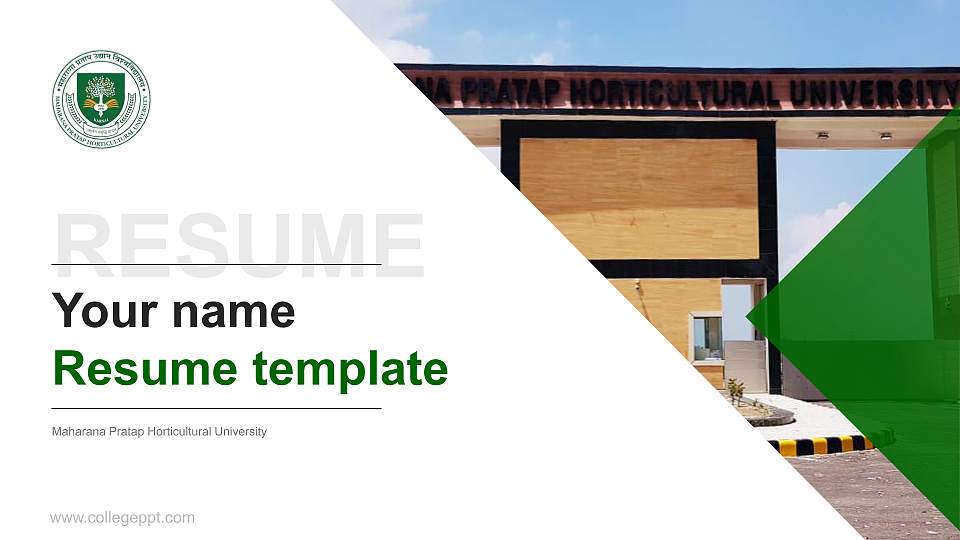 Maharana Pratap Horticultural University Resume PPT Template16:9 ratio PPT effect preview image