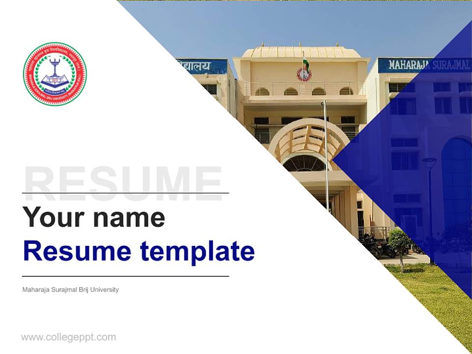 Maharaja Surajmal Brij University Resume PPT Template4:3 ratio PPT effect preview image5