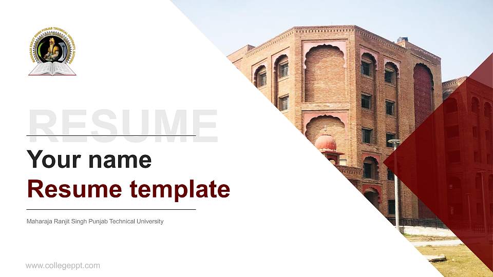 Maharaja Ranjit Singh Punjab Technical University Resume PPT Template16:9 ratio PPT effect preview image