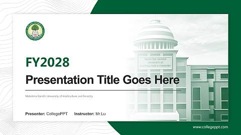 Mahatma Gandhi University of Horticulture and Forestry Academic Presentation/Research Findings Report PPT Template