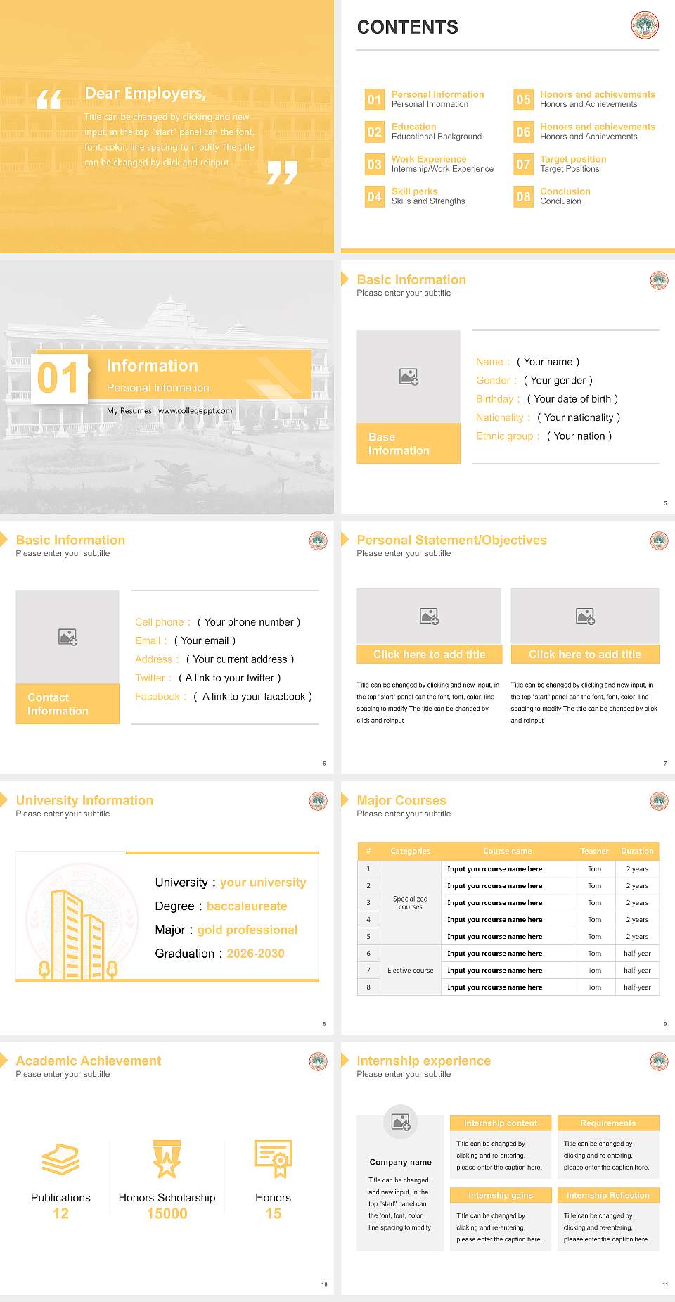 Maharishi Mahesh Yogi Vedic Vishwavidyalaya Resume PPT Template4:3 ratio PPT effect preview image2