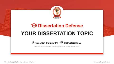 Maharishi Markandeshwar University (kumarhatti solan) Graduation Thesis Defense PPT Template