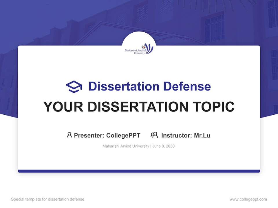 Maharishi Arvind University Graduation Thesis Defense PPT Template4:3 ratio PPT effect preview image7