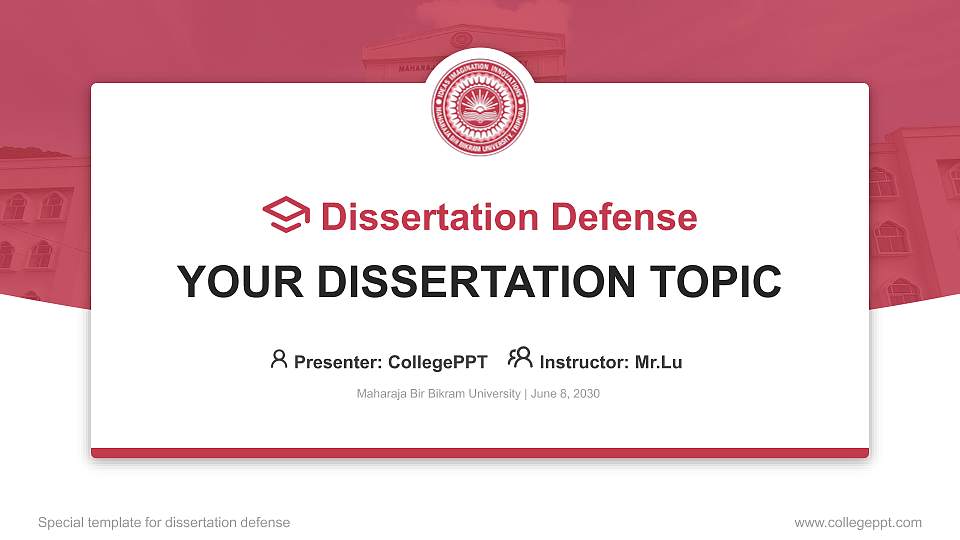 Maharaja Bir Bikram University Graduation Thesis Defense PPT Template16:9 ratio PPT effect preview image