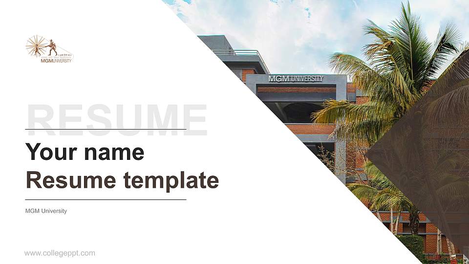 MGM University Resume PPT Template16:9 ratio PPT effect preview image