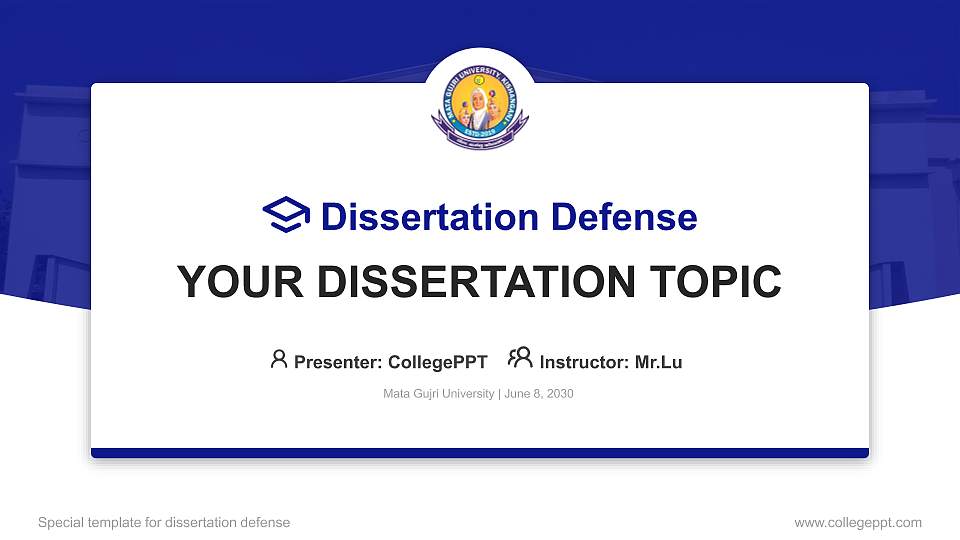 Mata Gujri University Graduation Thesis Defense PPT Template16:9 ratio PPT effect preview image