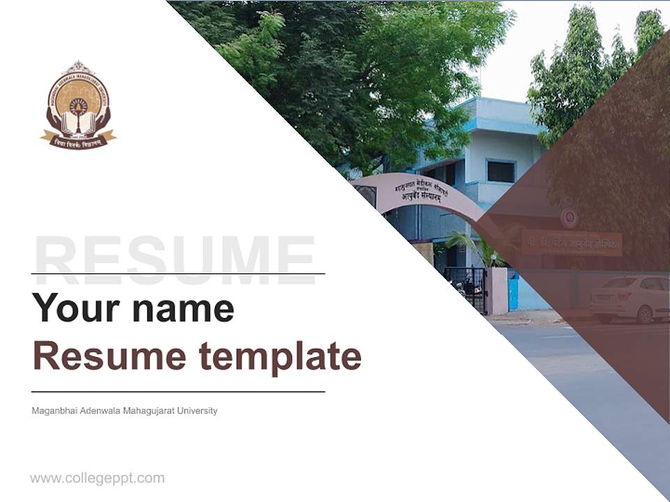 Maganbhai Adenwala Mahagujarat University Resume PPT Template4:3 ratio PPT effect preview image5