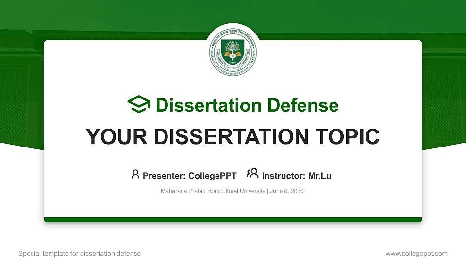 Maharana Pratap Horticultural University Graduation Thesis Defense PPT Template16:9 ratio PPT effect preview image