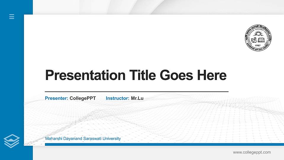 Maharshi Dayanand Saraswati University Thesis Proposal/Graduation Defense PPT Template16:9 ratio PPT effect preview image