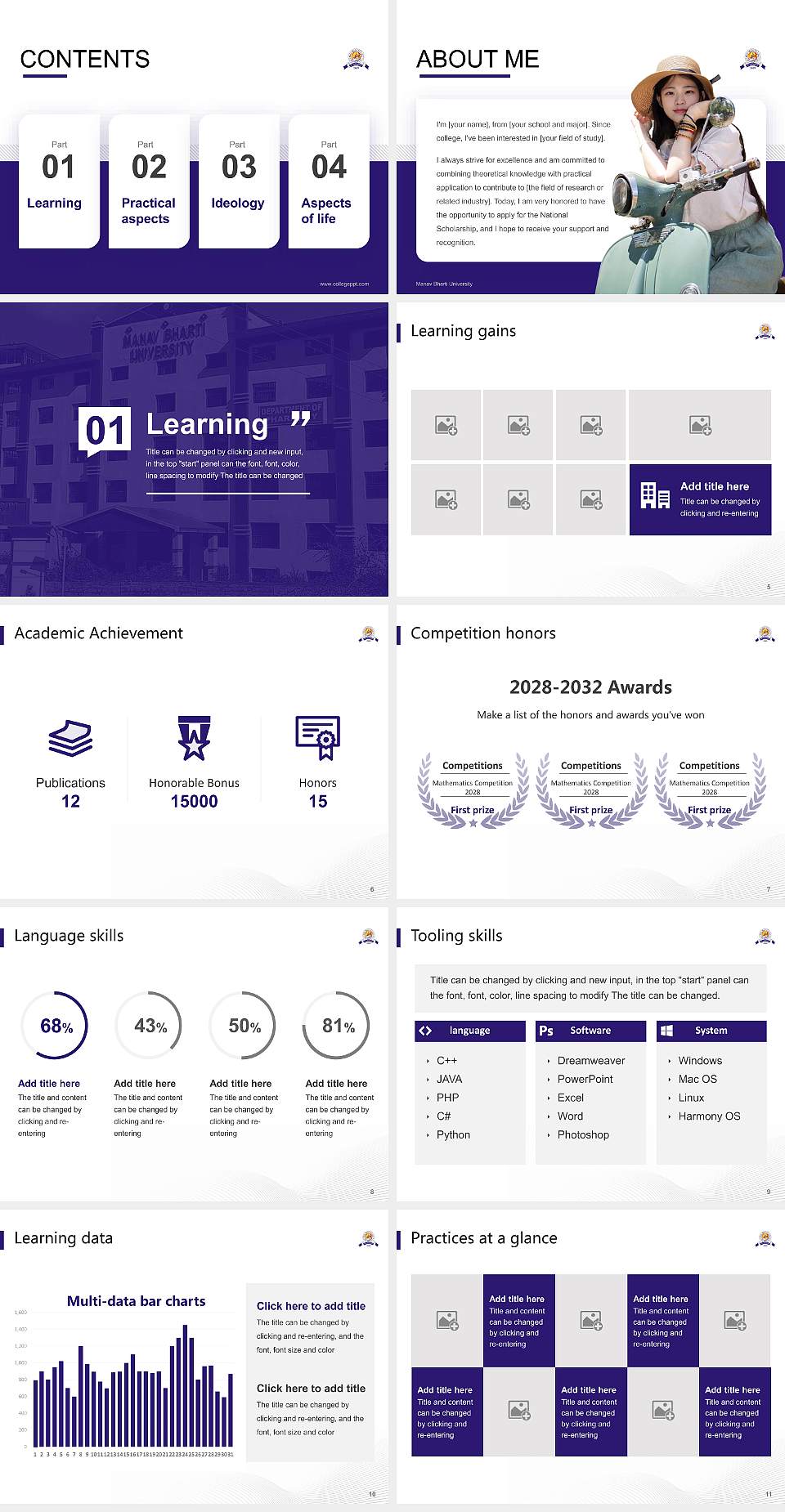 Manav Bharti University National Scholarship Defense PPT Template4:3 ratio PPT effect preview image2