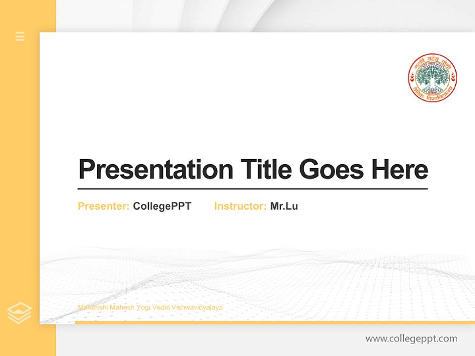 Maharishi Mahesh Yogi Vedic Vishwavidyalaya Thesis Proposal/Graduation Defense PPT Template4:3 ratio PPT effect preview image5