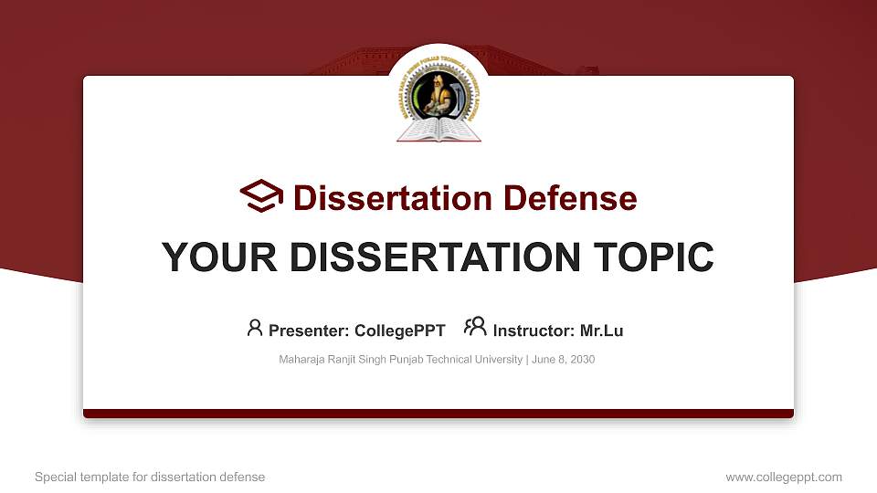 Maharaja Ranjit Singh Punjab Technical University Graduation Thesis Defense PPT Template16:9 ratio PPT effect preview image
