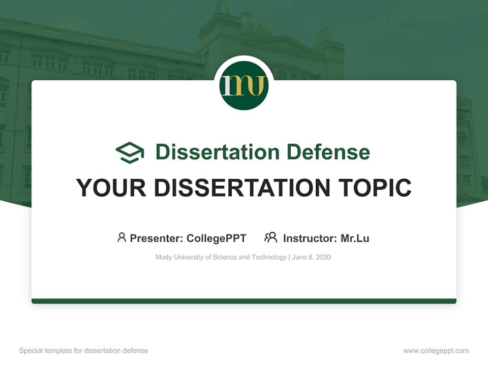 Mody University of Science and Technology Graduation Thesis Defense PPT Template4:3 ratio PPT effect preview image7