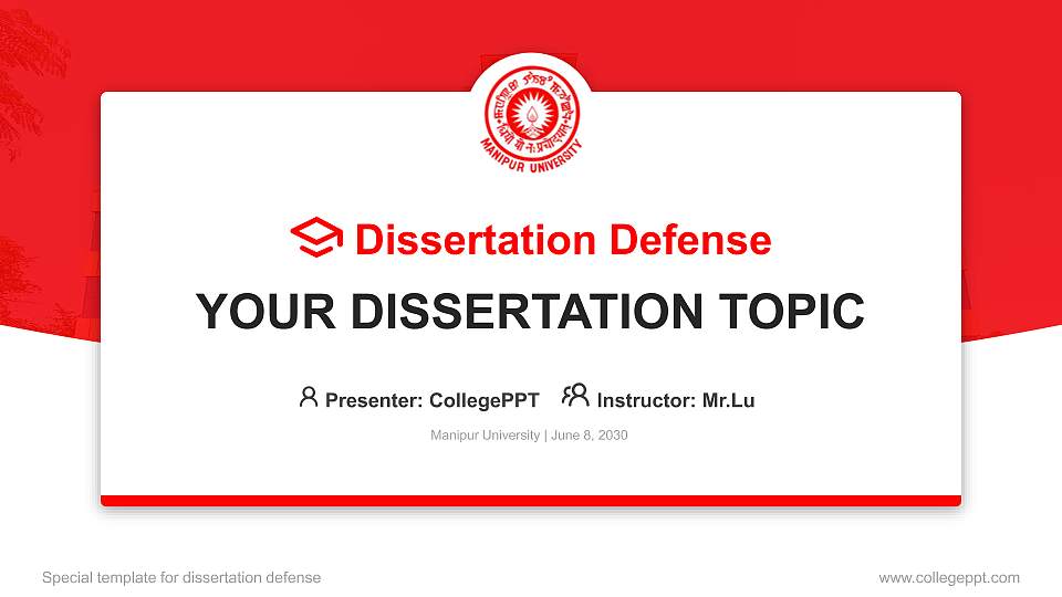 Manipur University Graduation Thesis Defense PPT Template16:9 ratio PPT effect preview image