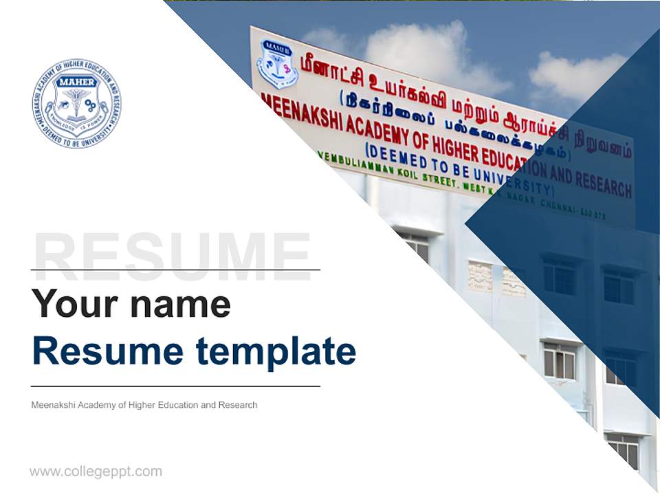 Meenakshi Academy of Higher Education and Research Resume PPT Template4:3 ratio PPT effect preview image5