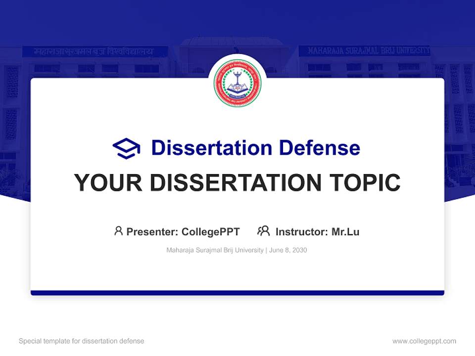 Maharaja Surajmal Brij University Graduation Thesis Defense PPT Template4:3 ratio PPT effect preview image7
