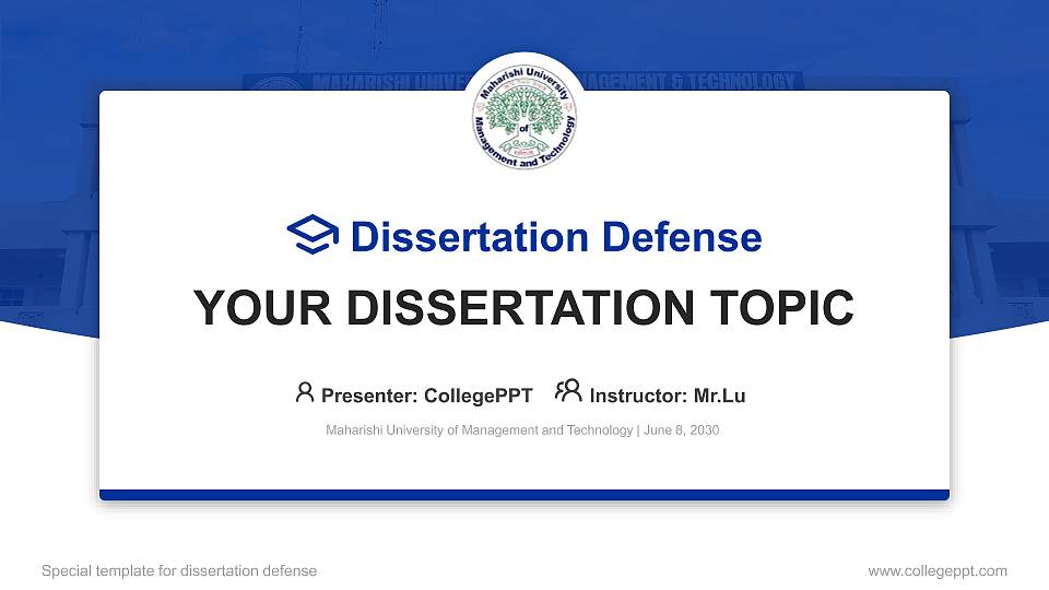 Maharishi University of Management and Technology Graduation Thesis Defense PPT Template16:9 ratio PPT effect preview image