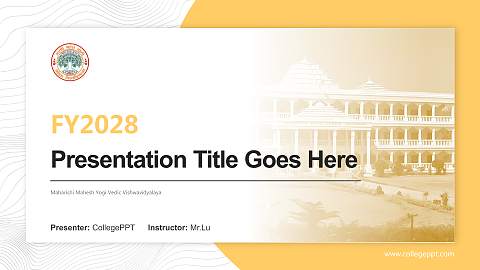 Maharishi Mahesh Yogi Vedic Vishwavidyalaya Academic Presentation/Research Findings Report PPT Template