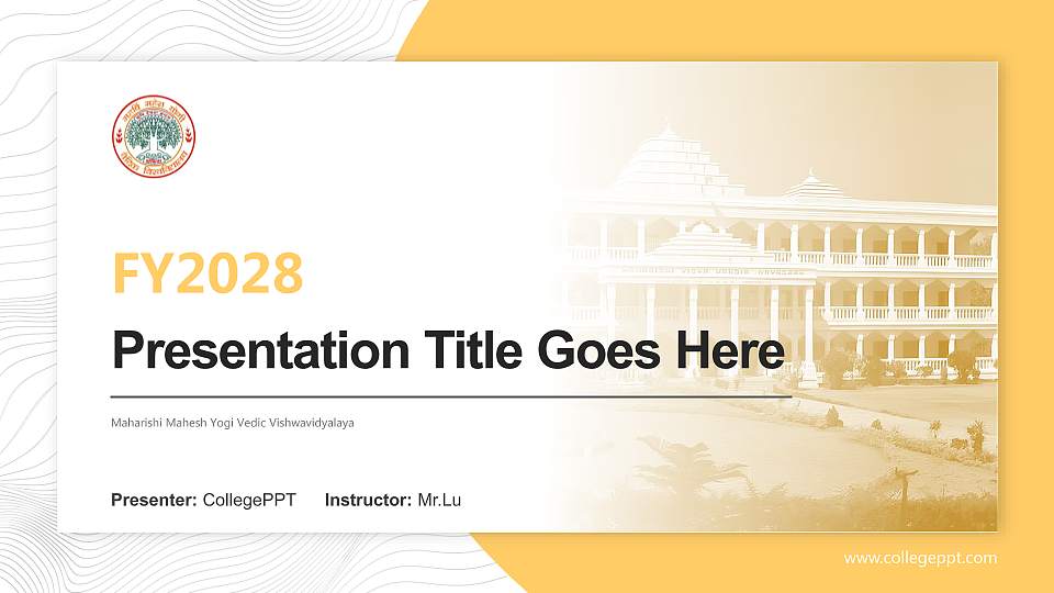 Maharishi Mahesh Yogi Vedic Vishwavidyalaya Academic Presentation/Research Findings Report PPT Template16:9 ratio PPT effect preview image