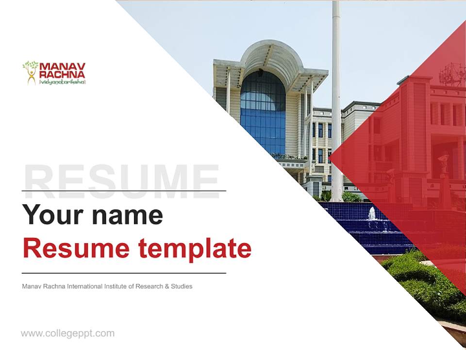 Manav Rachna International Institute of Research & Studies Resume PPT Template4:3 ratio PPT effect preview image5