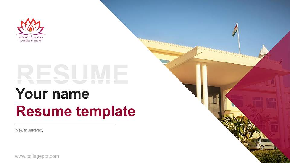 Mewar University Resume PPT Template16:9 ratio PPT effect preview image