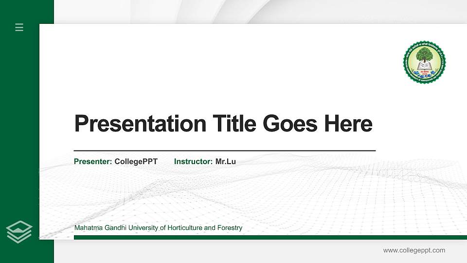 Mahatma Gandhi University of Horticulture and Forestry Thesis Proposal/Graduation Defense PPT Template16:9 ratio PPT effect preview image