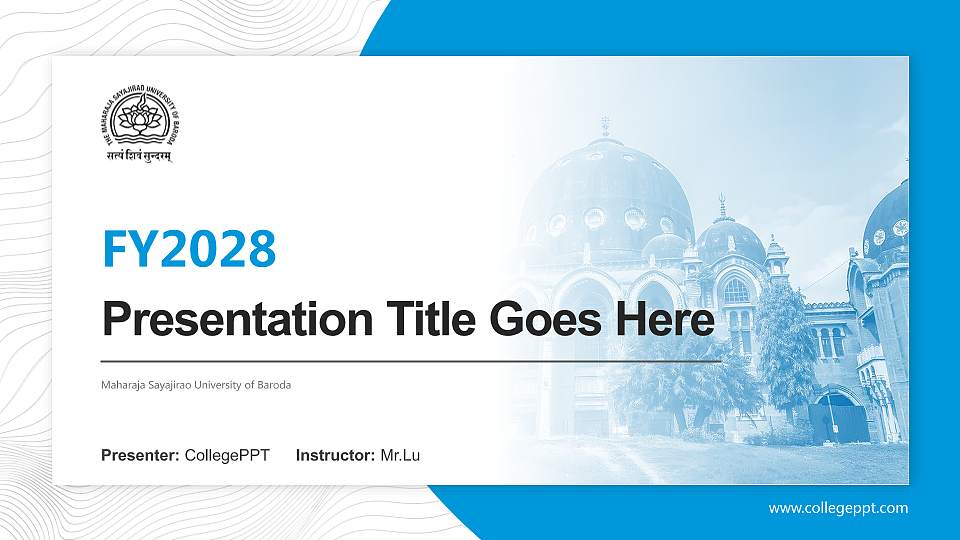 Maharaja Sayajirao University of Baroda Academic Presentation/Research Findings Report PPT Template16:9 ratio PPT effect preview image