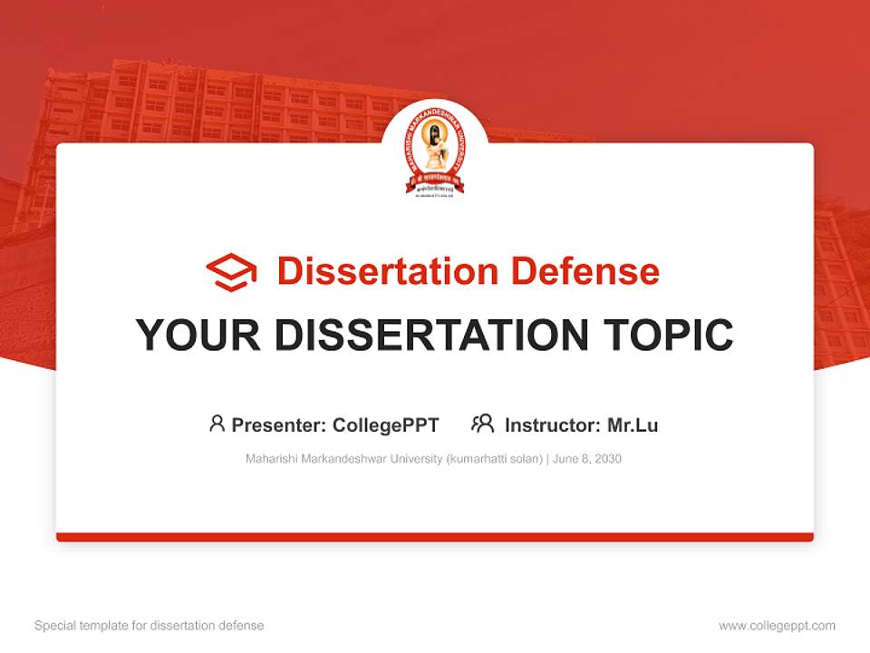 Maharishi Markandeshwar University (kumarhatti solan) Graduation Thesis Defense PPT Template4:3 ratio PPT effect preview image7