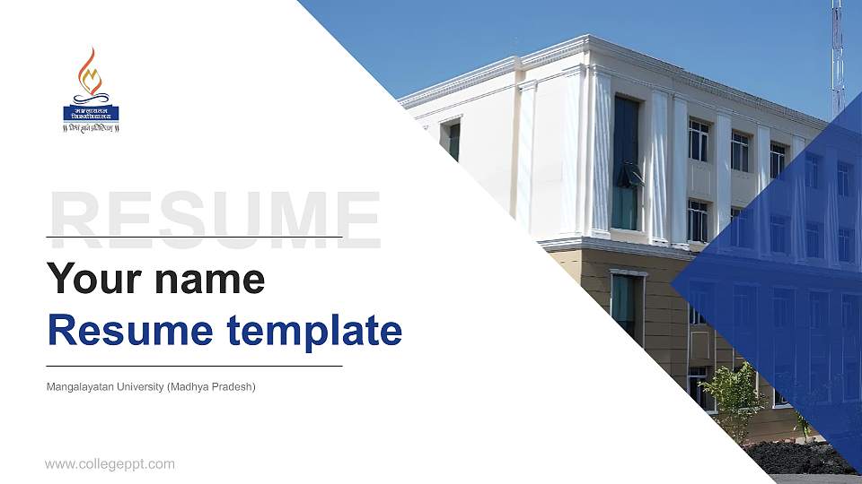 Mangalayatan University (Madhya Pradesh) Resume PPT Template16:9 ratio PPT effect preview image