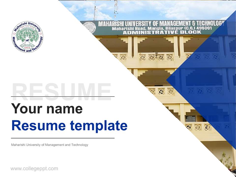 Maharishi University of Management and Technology Resume PPT Template4:3 ratio PPT effect preview image5